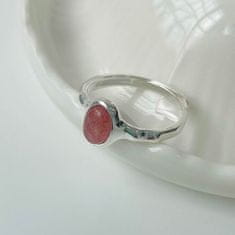 Flor de Cristal Stříbrný prsten Christina s růžovým kamenem