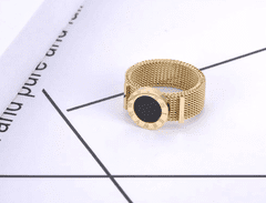 Camerazar Zlatý prsten z chirurgické oceli 316L s motivem římských hodin, velikost 6, šířka 12 mm