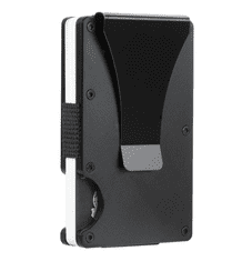 Camerazar Pánská kovová peněženka s organizérem na karty, černá, s ochranou RFID a karbonovými vlákny, rozměry 5,4x8,6 cm