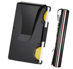 Camerazar Pánská kovová peněženka s organizérem na karty, černá, s ochranou RFID a karbonovými vlákny, rozměry 5,4x8,6 cm