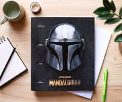 CurePink Kroužkový pořadač se spojovací svorkou Star Wars|Hvězdné války: The Mandalorian (28 x 32 x 4 cm)