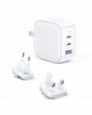 Innostyle Innostyle Mini Cube Výkonná Rychlá Nabíječka Gan Travel Eu Us Uk Au 3X Usb Usb-C 65W Bílá