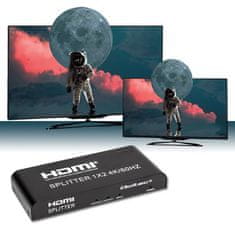 Qoltec Aktivní splitter 2 x HDMI 4K x 2K | 6Gbps | 60Hz | Vysoká stabilita