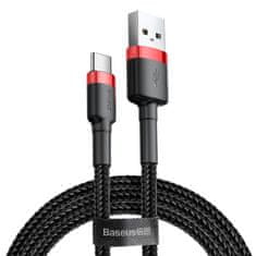 BASEUS Datový kabel USB-C Baseus - odolný nylonový kabel, 3A 1m, červená/černá