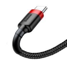 BASEUS Datový kabel USB-C Baseus - odolný nylonový kabel, 3A 1m, červená/černá