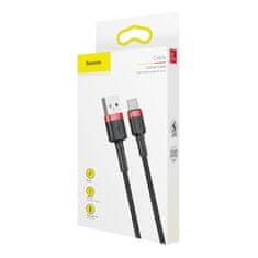 BASEUS Datový kabel USB-C Baseus - odolný nylonový kabel, 3A 1m, červená/černá