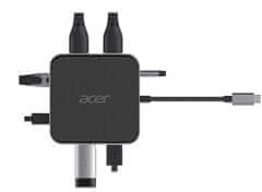 Acer 7in1 USB4 8K Multi Display hub: 1x HDMI (až 8K@30Hz), 1x Display Port (až 8K@30Hz), 1x USB-C (Data Transfer až 40Gb