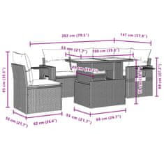 Vidaxl 6dílná zahradní sedací souprava s poduškami béžová polyratan