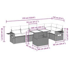 Vidaxl 7dílná zahradní sedací souprava s poduškami béžová polyratan