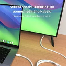 Hyper kabel USB-C- HDMI, 4K, 2.5m, bílá