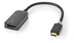 Nedis adaptér USB-C - HDMI (M/F), 4K@60Hz, 20cm, černá