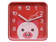 sarcia.eu Prasátko analogové nástěnné hodiny, čtvercové hodiny pro děti 20,2x20,2 cm 