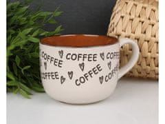 sarcia.eu Béžový a hnědý hrnek s nápisy na kávu, keramický hrnek 530 ml 