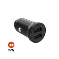 FIXED Autonabíječka s 2xUSB výstupem, 15W Smart Rapid Charge, černá