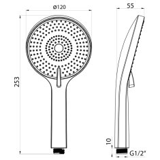 SAPHO Ruční masážní sprcha, 3 režimy sprchování, průměr 120 mm, ABS/zlato mat SK879GB - Sapho