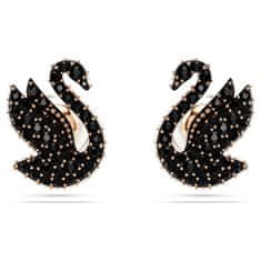 Swarovski Ikonické náušnice s černými krystaly Swan 5684608