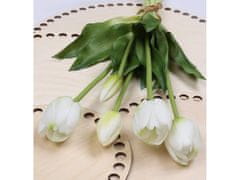 sarcia.eu Silikonové tulipány, bílé, živé, kytice 5 ks 