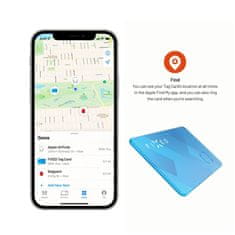 FIXED Smart tracker Tag Card s podporou Find My, bezdrátové nabíjení, modrý