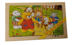 INTEREST Dřevěné Obrázkové puzzle zviřátka 4 V 1..