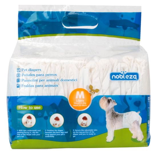 nobleza Nobleza Papírové pleny pro feny M 4-8 Kg 12 Kusů Hárací, inkontinenční, jednorázové