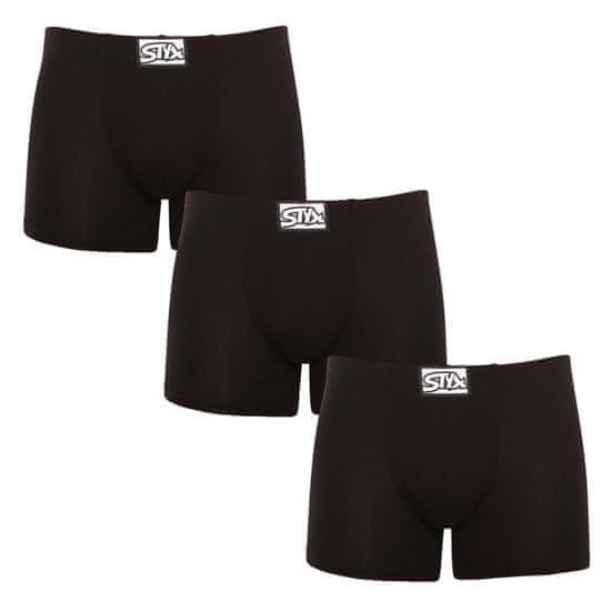 Styx 3PACK pánské boxerky long klasická guma černé (F9606060)