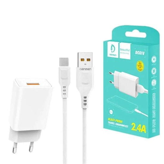 XO Nabíječka do sítě 12W 2,4A + USB kabel - Micro USB Denmen DC01 bílá