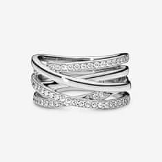 Pandora Stříbrný propletený prsten Timeless 190919CZ (Obvod 54 mm)