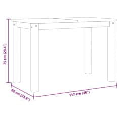 Vidaxl Jídelní stůl Panama bílý 117 x 60 x 75 cm masivní borové dřevo