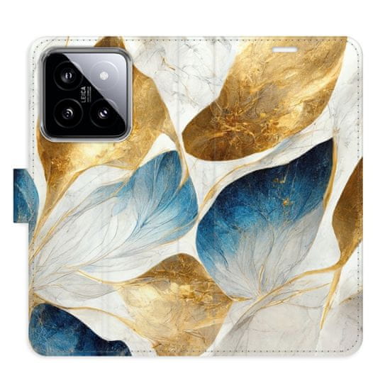 iSaprio Flipové pouzdro - GoldBlue Leaves pro Xiaomi 14