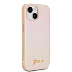 Guess hard obal na iPhone 15 6.1" Gold Leather Iridescent Metal