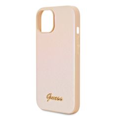 Guess hard obal na iPhone 15 6.1" Gold Leather Iridescent Metal