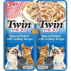 Inaba Twin Packs cat tuňák & kuře,hřebenatka 80g