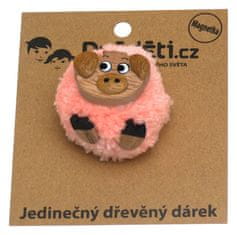 Dvěděti 2Kids Toys Dřevěná magnetka velká pompon Prase