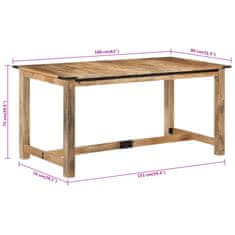 Vidaxl Jídelní stůl 160 x 80 x 75 cm masivní mangovníkové dřevo