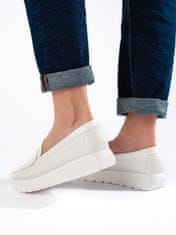 Amiatex Pohodlné dámské mokasíny bílé bez podpatku + Ponožky Gatta Calzino Strech, bílé, 39