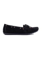 Amiatex Designové mokasíny černé dámské bez podpatku + Ponožky Gatta Calzino Strech, černé, 40