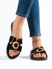 Amiatex Jedinečné černé sandály dámské bez podpatku + Ponožky Gatta Calzino Strech, černé, 39