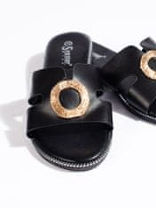 Amiatex Jedinečné černé sandály dámské bez podpatku + Ponožky Gatta Calzino Strech, černé, 39