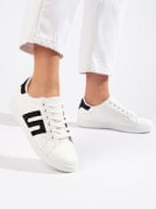 Amiatex Trendy dámské bílé tenisky bez podpatku + Ponožky Gatta Calzino Strech, bílé, 38