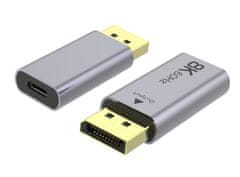 HADEX Adaptér USB-C na Displayport DP1.4 8k@60Hz, 4k@120Hz, hliníkové pouzdr