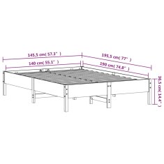 Vidaxl Postel bez matrace bílá 140 x 190 cm masivní borovice