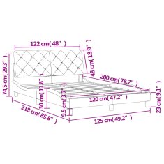 Petromila Rám postele bez matrace tmavě šedá 120 x 200 cm samet