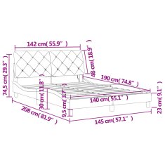 Petromila Rám postele bez matrace tmavě šedý 140 x 190 cm samet