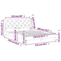 Petromila Rám postele s čelem černý 120 x 200 cm samet