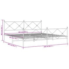 Vidaxl Kovový rám postele s hlavovým a nožním čelem bílý 200 x 200 cm