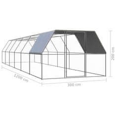 Vidaxl Venkovní klec pro kuřata 3 x 12 x 2 m pozinkovaná ocel