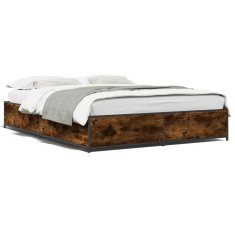 shumee Rám postele kouřový dub 140 x 200 cm kompozitní dřevo a kov