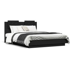 shumee Rám postele s čelem černý 140 x 190 cm kompozitní dřevo