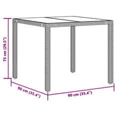 Petromila Zahradní stůl se skleněnou deskou černý 90x90x75 cm polyratan