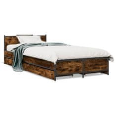 shumee Rám postele se zásuvkami kouřový dub 90x200 cm kompozitní dřevo